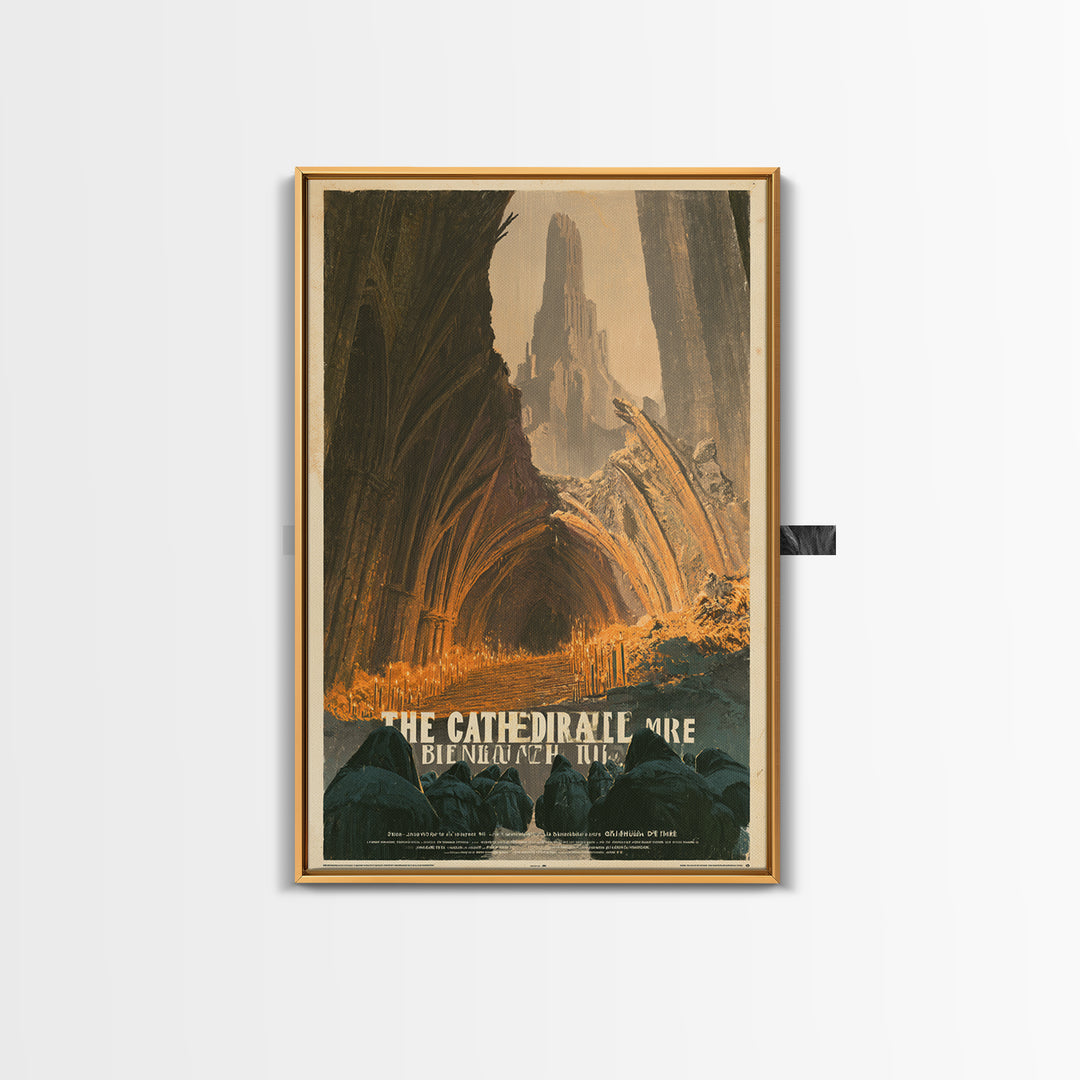 The Cathedral Beneath The Mire, French Horror Film Poster, Retro Gothic Cinema Art, Vintage Halloween Wall Art, Framed Canvas Print