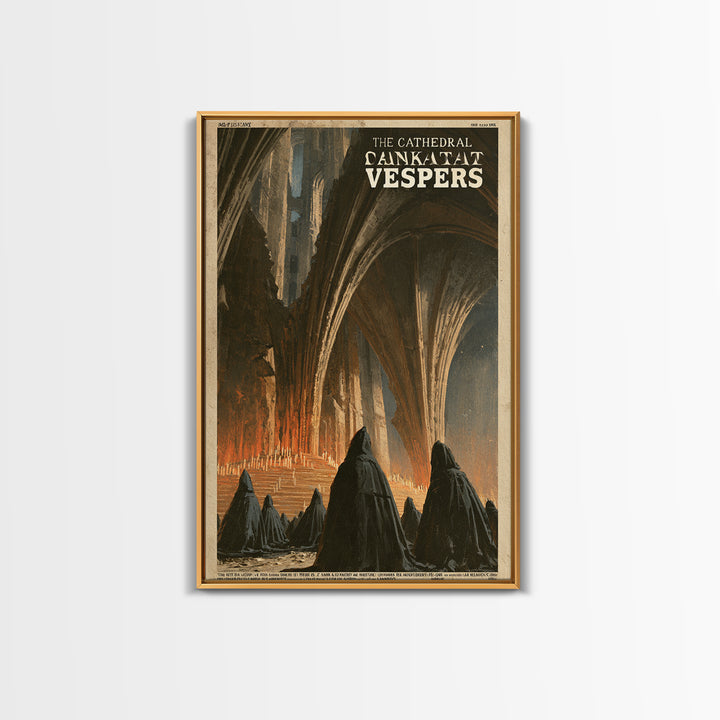 The Cathedral That Sank At Vespers, French Horror Film Poster, Retro Gothic Cinema Art, Vintage Halloween Wall Art, Framed Canvas Print