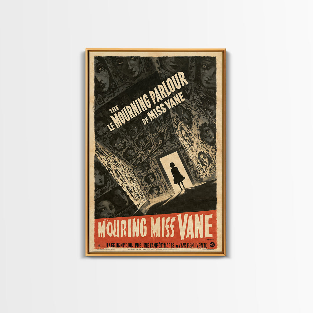 The Mourning Parlour Of Miss Vane, French Horror Film Poster, Retro Gothic Cinema Art, Vintage Halloween Wall Art, Framed Canvas Print