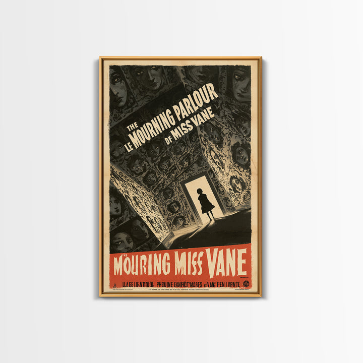 The Mourning Parlour Of Miss Vane, French Horror Film Poster, Retro Gothic Cinema Art, Vintage Halloween Wall Art, Framed Canvas Print