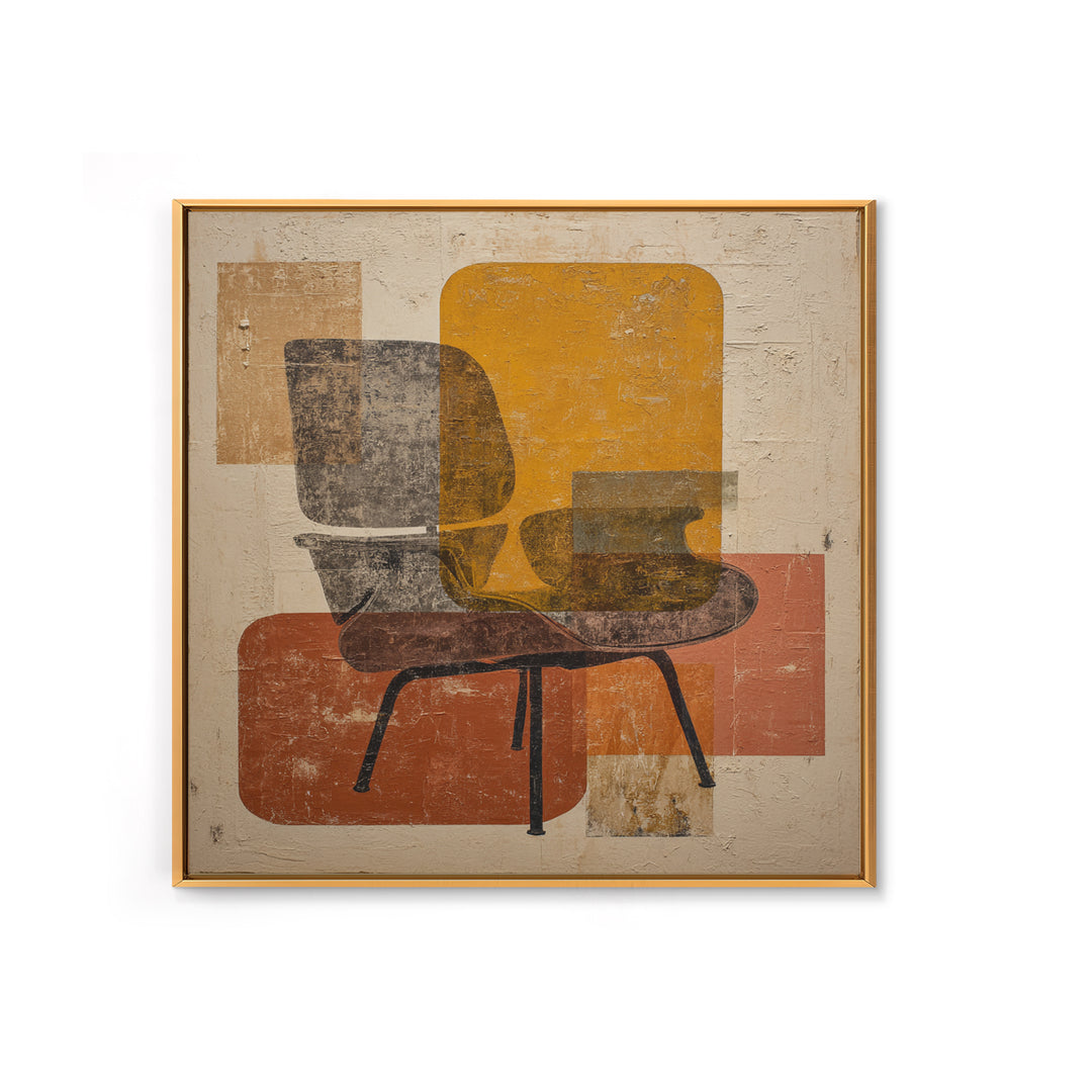 Eames Era Chair Silhouette as Graphic Art Canvas Print, Midcentury Modern Art, Minimalist Wall Art, Living Room Decor, Retro, MMA-1x1-100