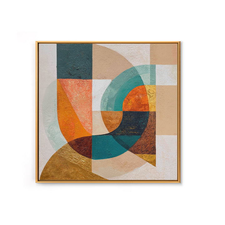 Boomerang Shapes in Mustard Teal and Coral Canvas Print, Midcentury Modern Art, Room Decor, Living Room Decor, Abstract Art, MMA-1x1-25