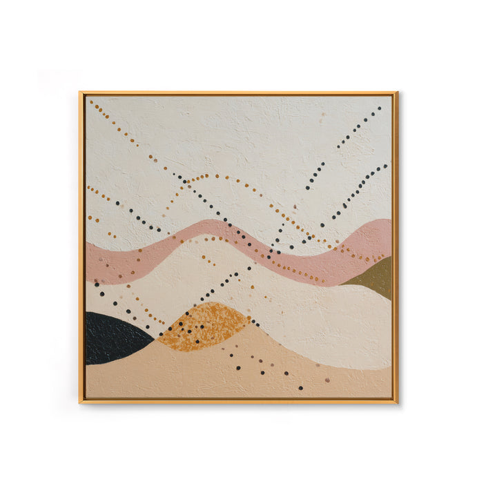 Minimal Mountain Scene Framed Canvas Print, Midcentury Modern Art, Abstract Wall Art, Living Room Decor, Watercolor Art, Retro, MMA-1x1-39