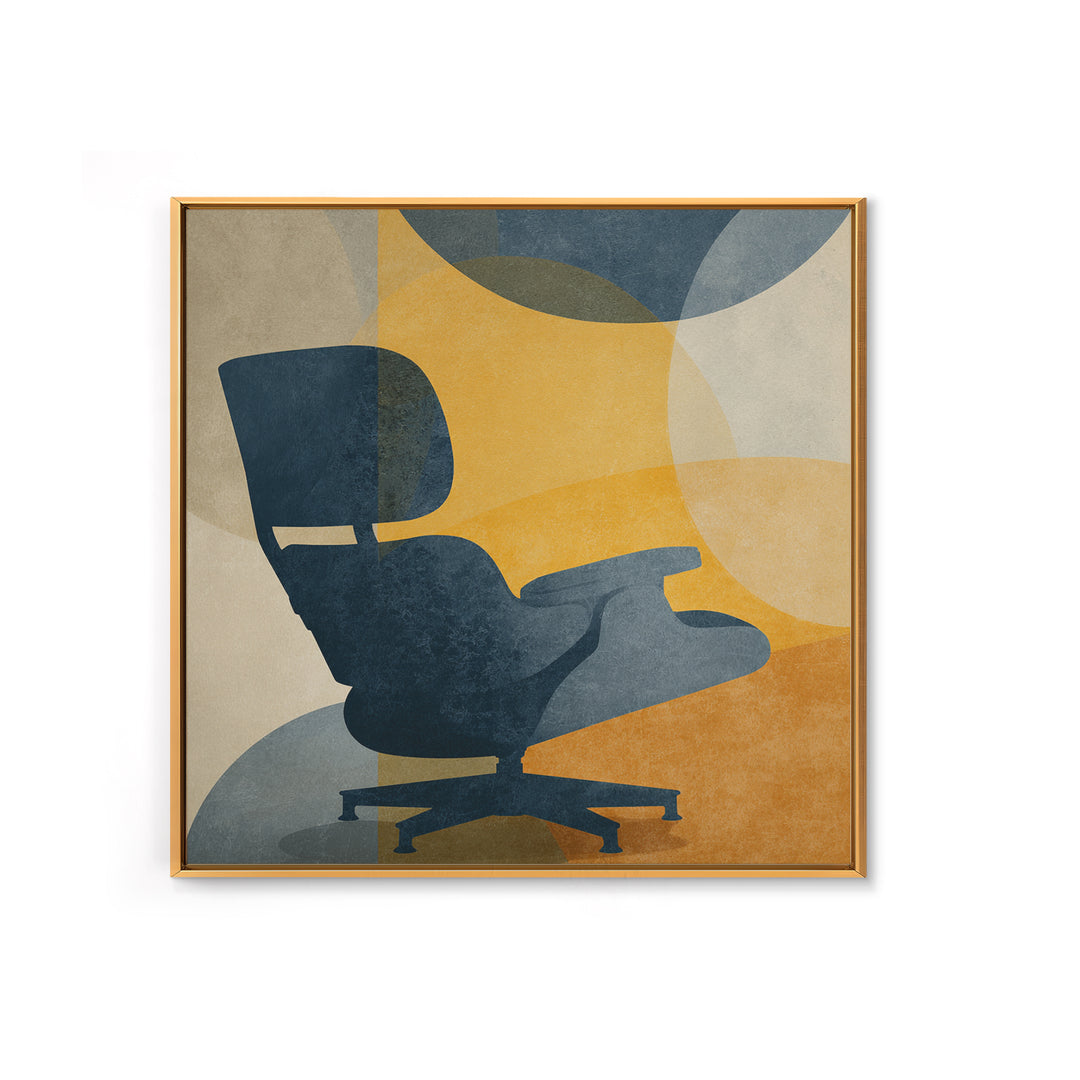 Eames Era Chair Silhouette as Graphic Art Canvas Print, Midcentury Modern Art, Living Room Decor, Watercolor Art, Retro, MMA-1x1-4