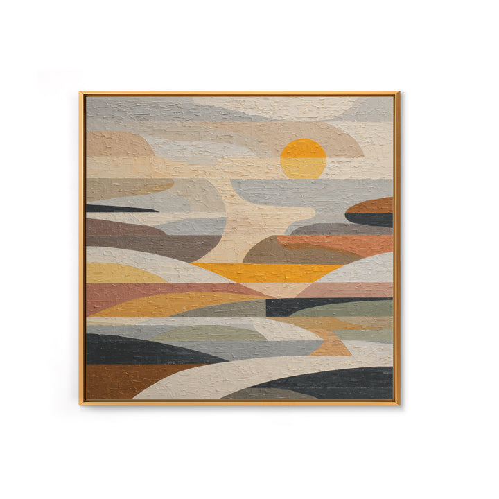 Large Sun and Hill Shapes Canvas Print, Midcentury Modern Art, Fine Art Print, Living Room Decor, Abstract Art, Retro, MMA-1x1-5