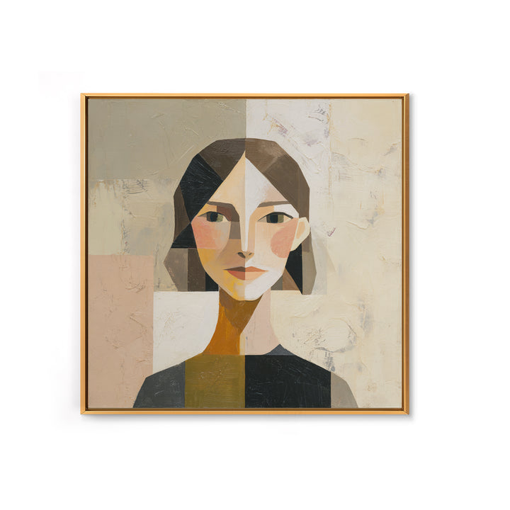 Mod Female Portrait Canvas Print, Midcentury Modern Art, Minimalist Wall Art, Living Room Decor, Fine Art, Retro, MMA-1x1-55