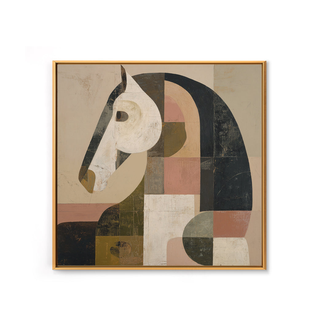 Mid Century Horse Framed Canvas Print, Midcentury Modern Art, Modern Decor, Living Room Decor, Fine Art, Retro, Poster, MMA-1x1-67