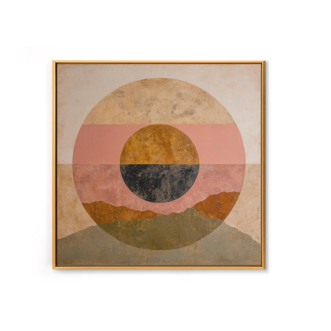 Large Sun and Hill Shapes Canvas Print, Midcentury Modern Art, Poster, Living Room Decor, Retro, Art Deco, Original Art, MMA-1x1-77