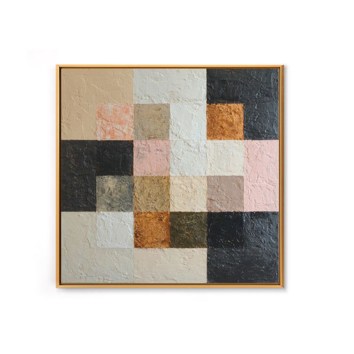 Desert Landscape Reduced to Color Blocks Framed Canvas Print, Midcentury Modern Art, Fine Art Print, Living Room Decor, Retro, MMA-1x1-80