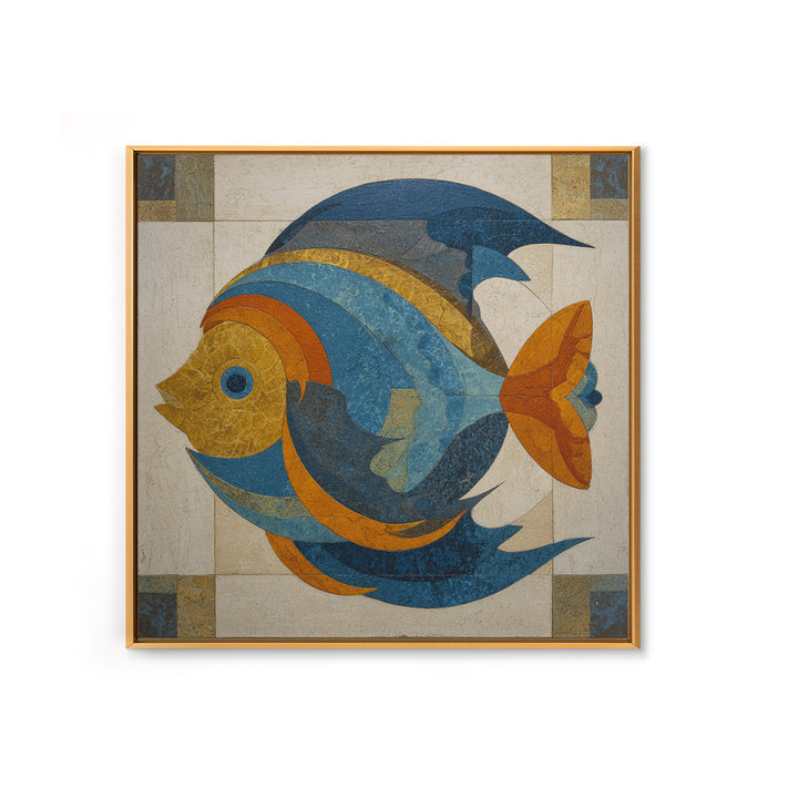 Abstract Fish Shapes Canvas Print, Midcentury Modern Art, Neutral Decor, Living Room Decor, Fine Art, Retro, Home Decor, MMA-1x1-90