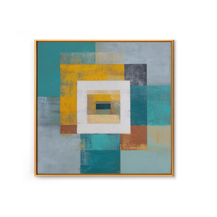 Teal Sofa Era Abstract Pattern Without Furniture Canvas Print, Midcentury Modern Art, Digital Prints, Living Room Decor, Retro, MMA-1x1-96