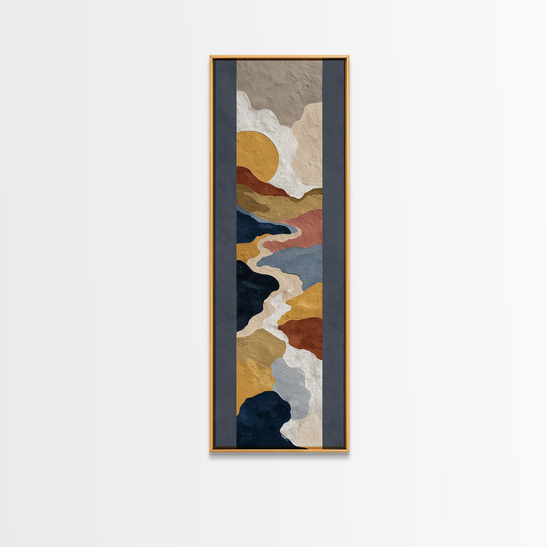 Large Sun and Hill Shapes Canvas Print, Midcentury Modern Art, Poster, Living Room Decor, Retro, Art Deco, Original Art, MMA-1x3-17