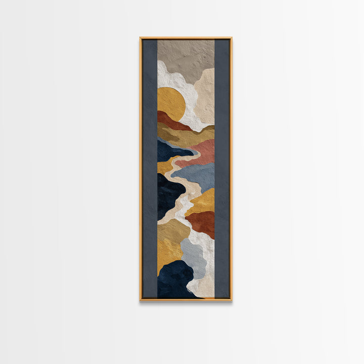 Large Sun and Hill Shapes Canvas Print, Midcentury Modern Art, Poster, Living Room Decor, Retro, Art Deco, Original Art, MMA-1x3-17