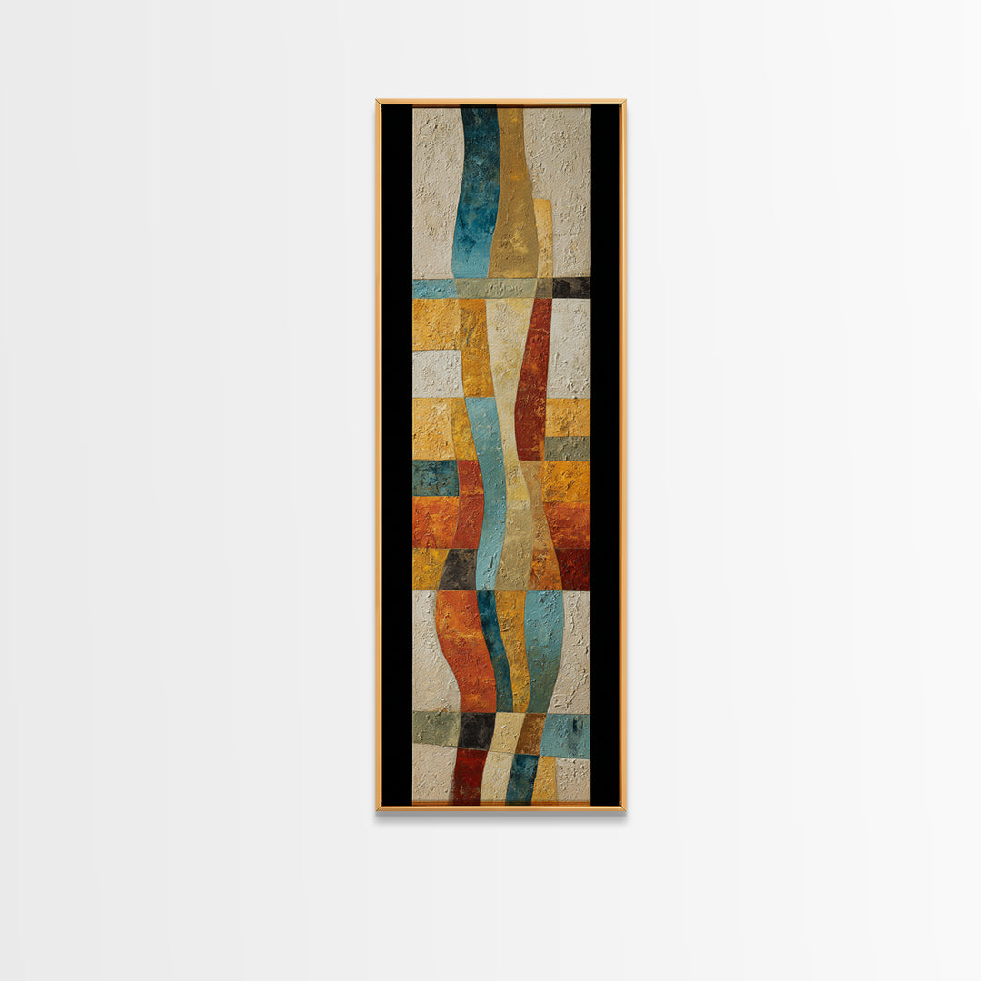 Desert Landscape Reduced to Color Blocks Canvas Print, Midcentury Modern Art, Art Print, Living Room Decor, Oil Painting, Retro, MMA-1x3-44