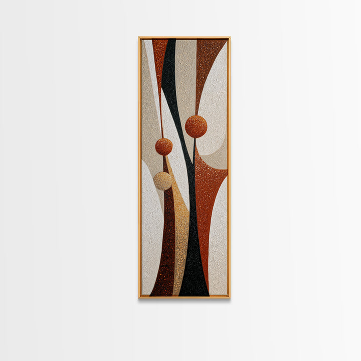 Minimal Mountain Scene Framed Canvas Print, Midcentury Modern Art, Neutral Decor, Living Room Decor, Oil Painting, Retro, MMA-1x3-75