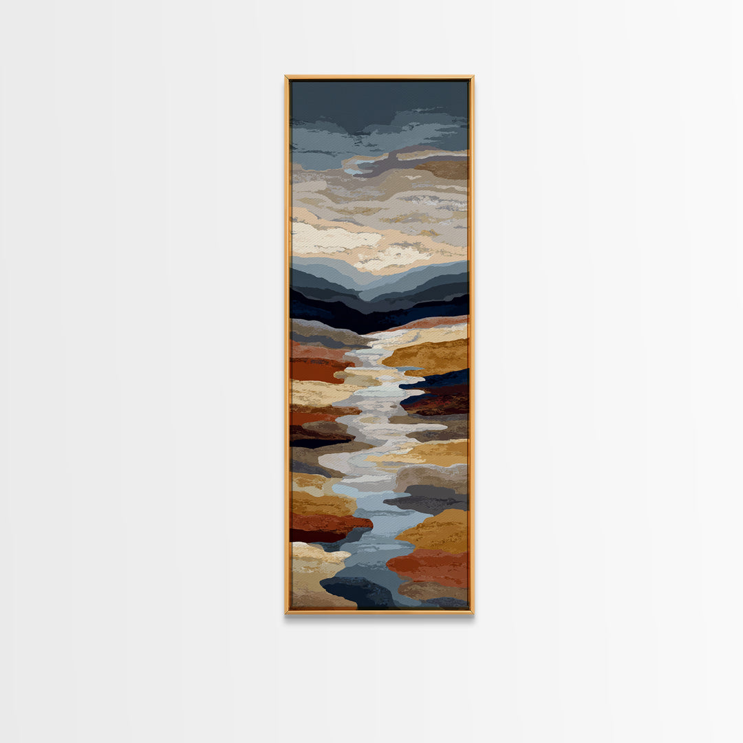 Desert Landscape Reduced to Color Blocks Canvas Print, Midcentury Modern Art, Living Room Wall Art, Living Room Decor, Retro, MMA-1x3-92