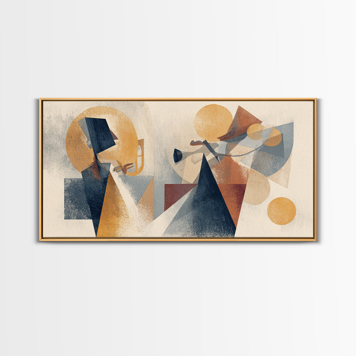 Jazz Musician in Angular Mid Century Style Canvas Print, Midcentury Modern Art, Digital Art, Living Room Decor, Retro, MMA-2x1-29