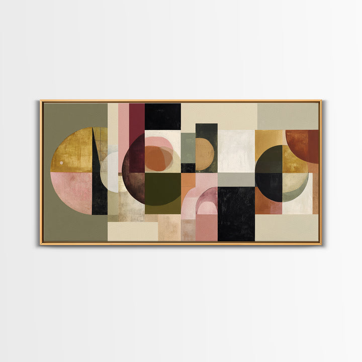 Large Sun and Hill Shapes Canvas Print, Midcentury Modern Art, Boho, Living Room Decor, Abstract Art, Retro, Retro Wall Art, MMA-2x1-49