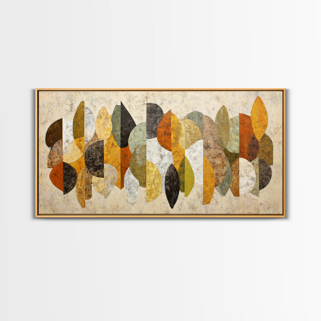 Abstract Leaf Shapes Canvas Print, Midcentury Modern Art, Art, Living Room Decor, Watercolor Art, Retro, Abstract Art, MMA-2x1-78