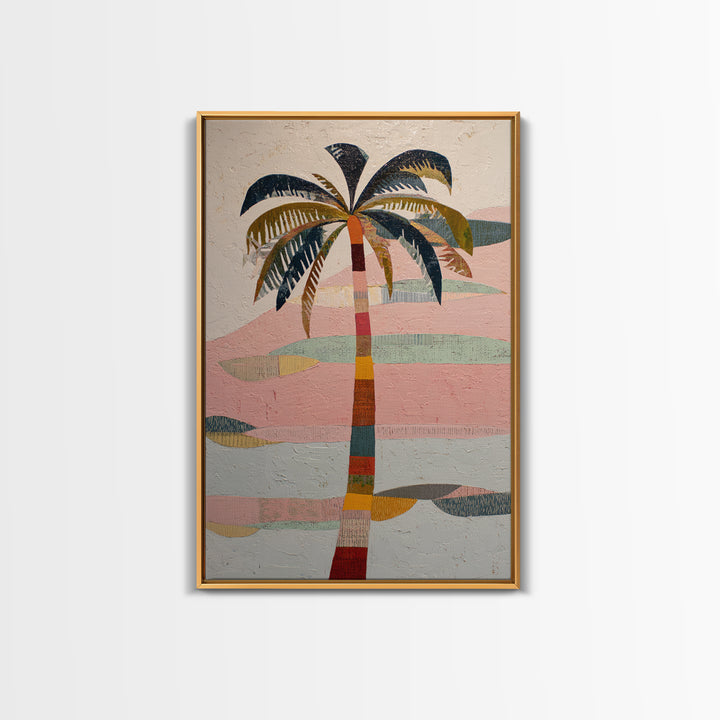 Stylized Palm Tree Framed Canvas Print, Midcentury Modern Art, Art Print, Living Room Decor, Fine Art, Retro, Abstract Wall Art, MMA-2x3-1