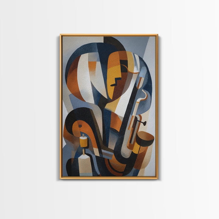 Jazz Musician in Angular Mid Century Style Canvas Print, Midcentury Modern Art, Mid Century Modern, Living Room Decor, Retro, MMA-2x3-17