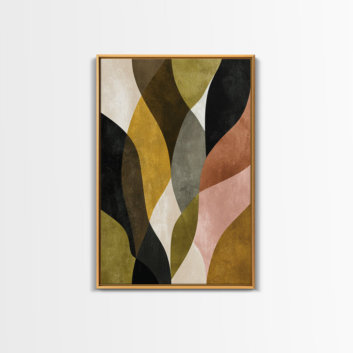 Abstract Leaf Shapes Framed Canvas Print, Midcentury Modern Art, Home Decor, Living Room Decor, Fine Art, Retro, Boho, MMA-2x3-18