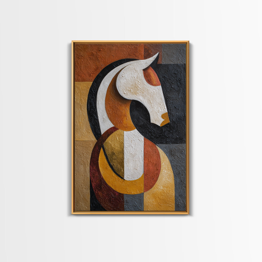 Mid Century Horse Framed Canvas Print, Midcentury Modern Art, Room Decor, Living Room Decor, Fine Art, Retro, Art Print, MMA-2x3-3