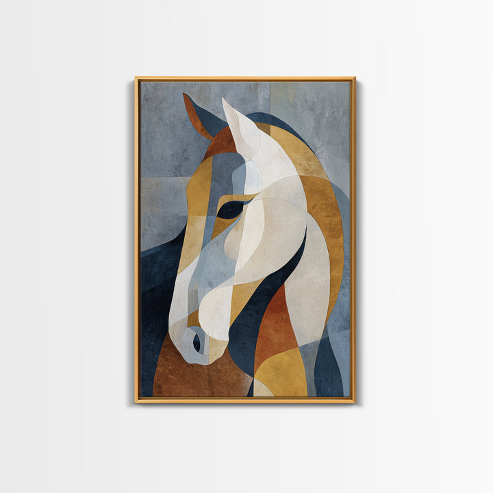 Mid Century Horse Framed Canvas Print, Midcentury Modern Art, Prints, Living Room Decor, Oil Painting, Retro, Abstract Wall Art, MMA-2x3-51