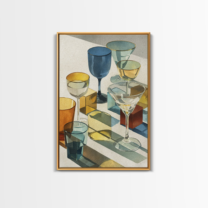 Retro Cocktail Glasses Canvas Print, Midcentury Modern Art, Mid Century Modern, Living Room Decor, Retro, Boho Wall Decor, MMA-2x3-86