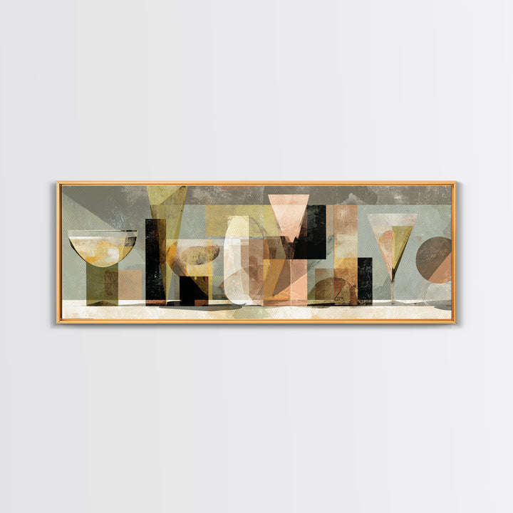 Retro Cocktail Glasses Canvas Print, Midcentury Modern Art, Abstract Wall Art, Living Room Decor, Abstract Art, Retro, MMA-3x1-46