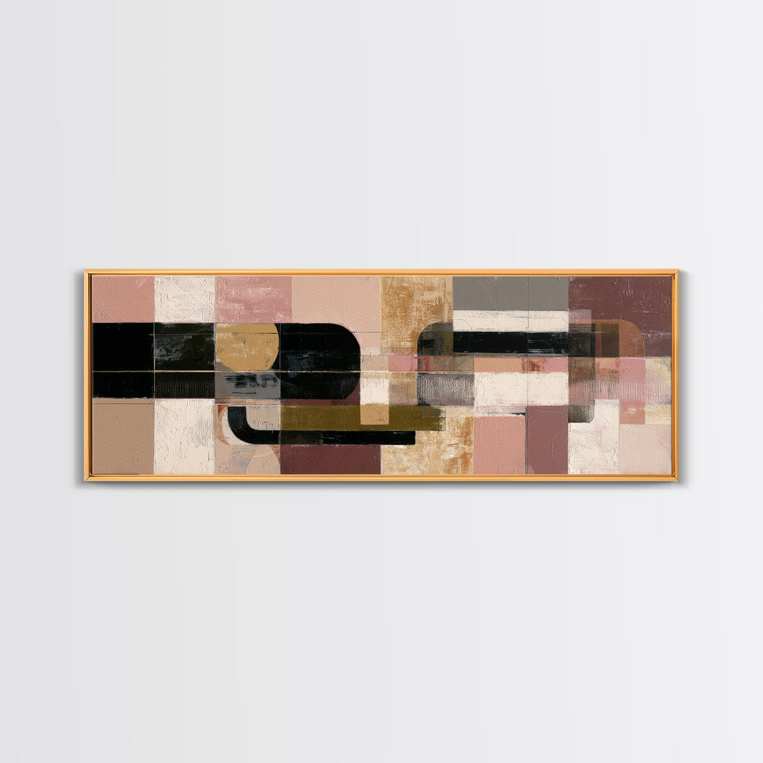 Oval and Rectangle Composition Canvas Print, Midcentury Modern Art, Boho Wall Decor, Living Room Decor, Fine Art, Retro, MMA-3x1-8