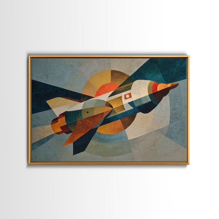 Rocket Ship in Retro Space Age Design Canvas Print, Midcentury Modern Art, Living Room Decor, Fine Art, Retro, Neutral Decor, MMA-3x2-42