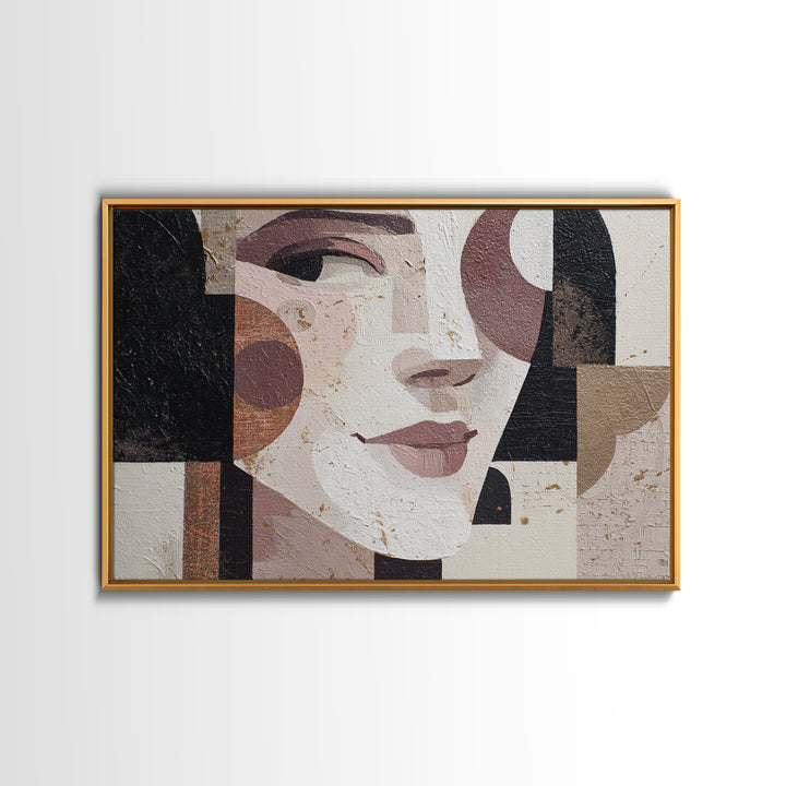 Mod Female Portrait Framed Canvas Print, Midcentury Modern Art, Prints, Living Room Decor, Fine Art, Retro, Abstract Wall Art, MMA-3x2-59