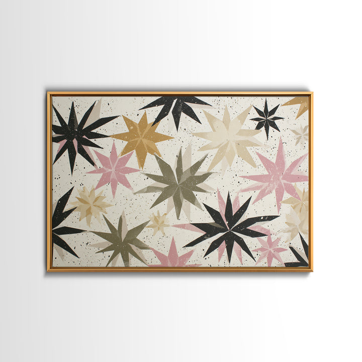 Atomic Starburst Pattern Framed Canvas Print, Midcentury Modern Art, Abstract Art, Living Room Decor, Fine Art, Retro, MMA-3x2-6