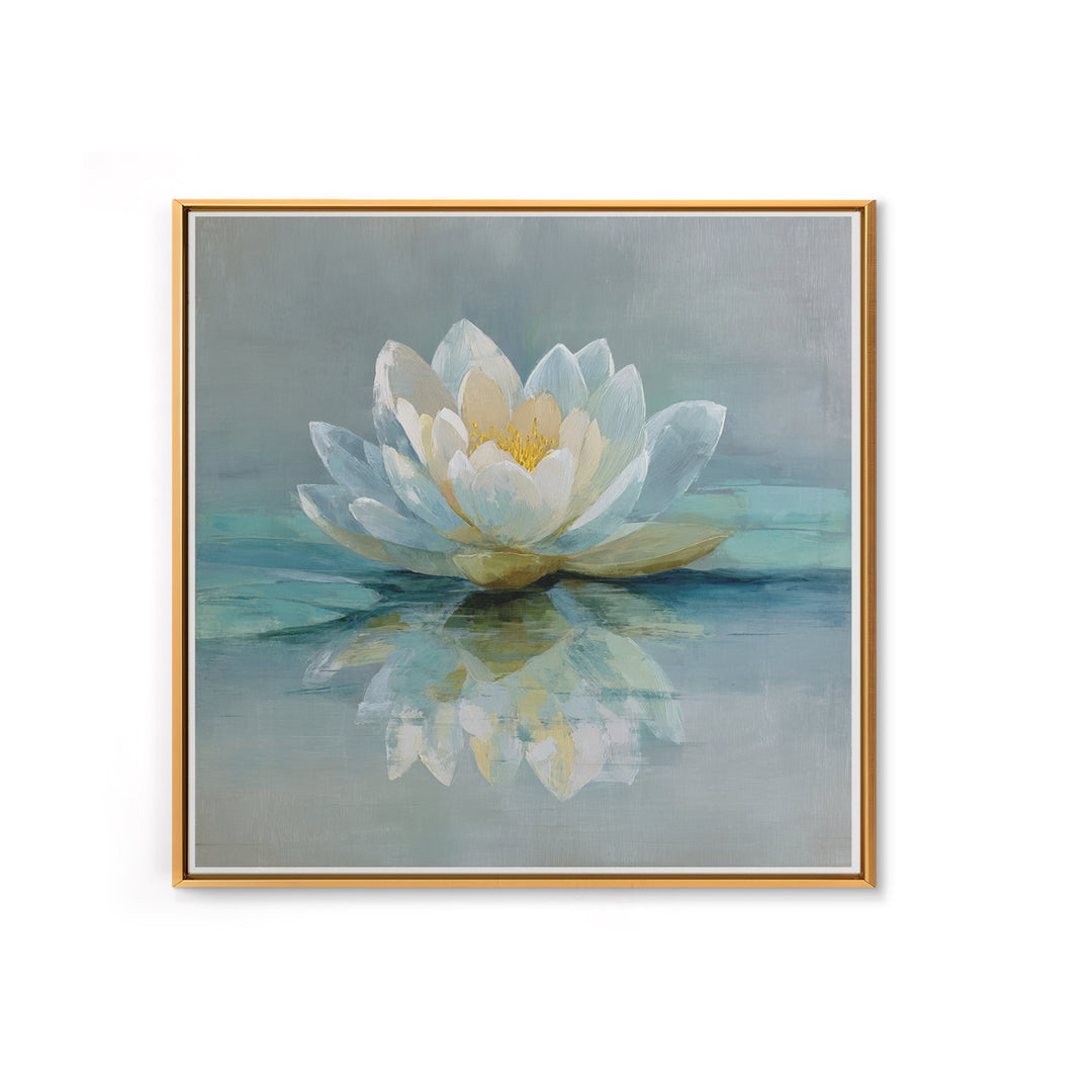 Lotus Flower Floating on Still Water Framed Canvas Print, Medical Office Art, Animal Art, Office Decor, Watercolor Art, Calm, MOA-1x1-11