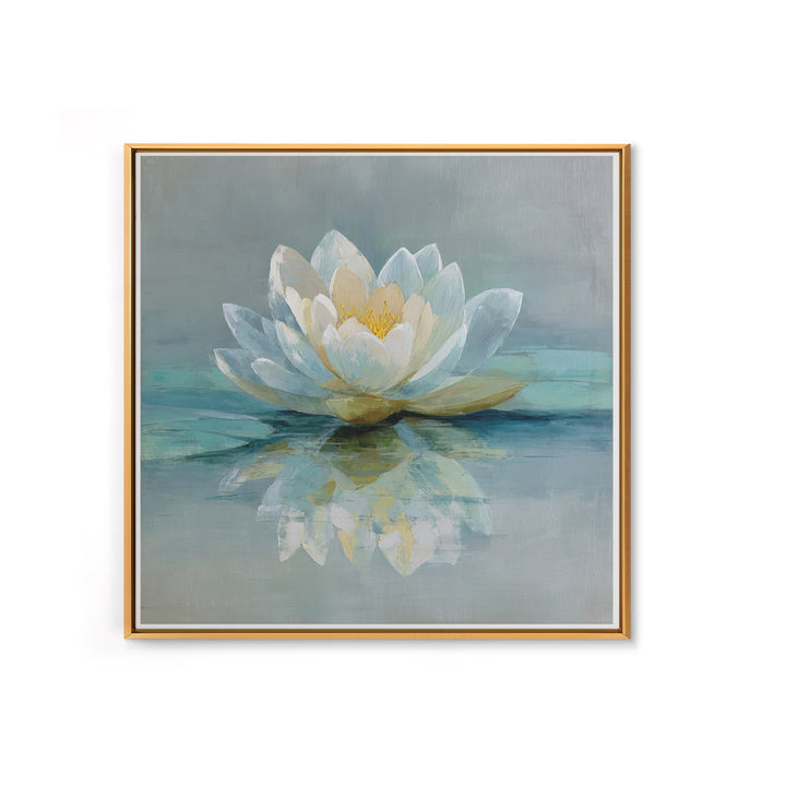 Lotus Flower Floating on Still Water Framed Canvas Print, Medical Office Art, Animal Art, Office Decor, Watercolor Art, Calm, MOA-1x1-11
