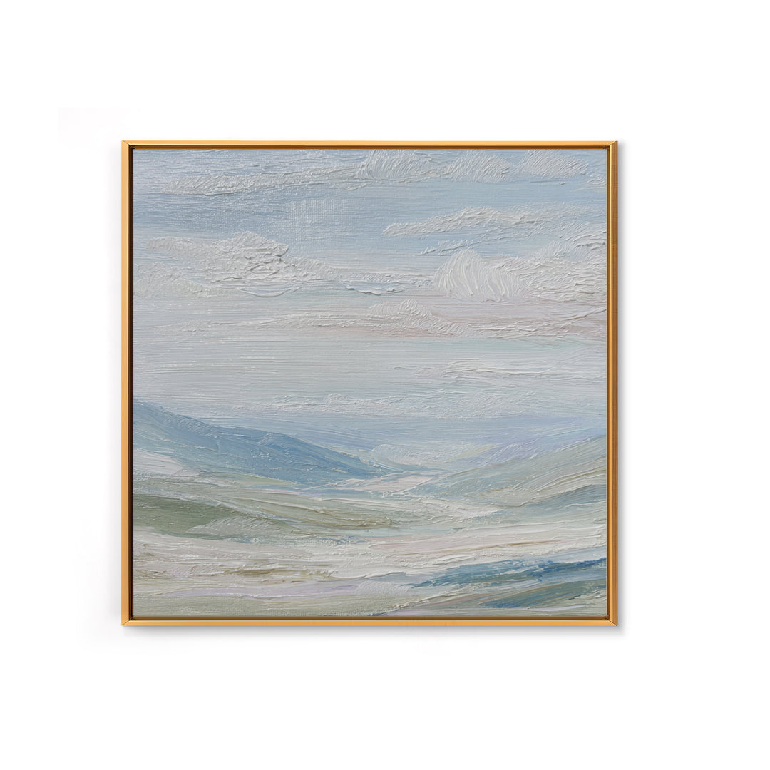 Soft Mountain Landscape Framed Canvas Print, Medical Office Art, Healthcare Wall Art, Office Decor, Oil Painting, Calm, MOA-1x1-2