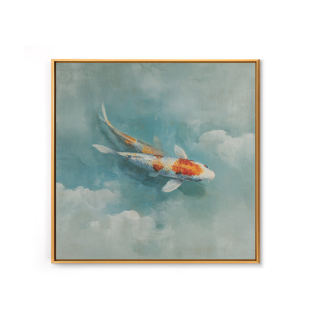 Calm Koi Fish Swimming Through Clear Water Canvas Print, Medical Office Art, Brain Poster, Office Decor, Oil Painting, Calm, MOA-1x1-22