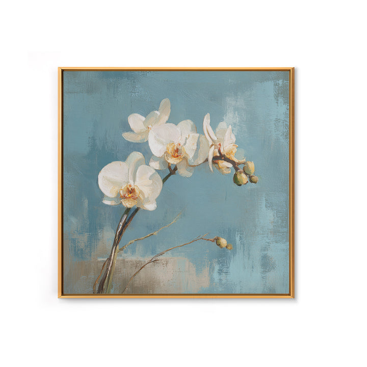 White Orchid on Gray Stone Surface Canvas Print, Medical Office Art, School Nurse Art, Office Decor, Oil Painting, Calm, MOA-1x1-30