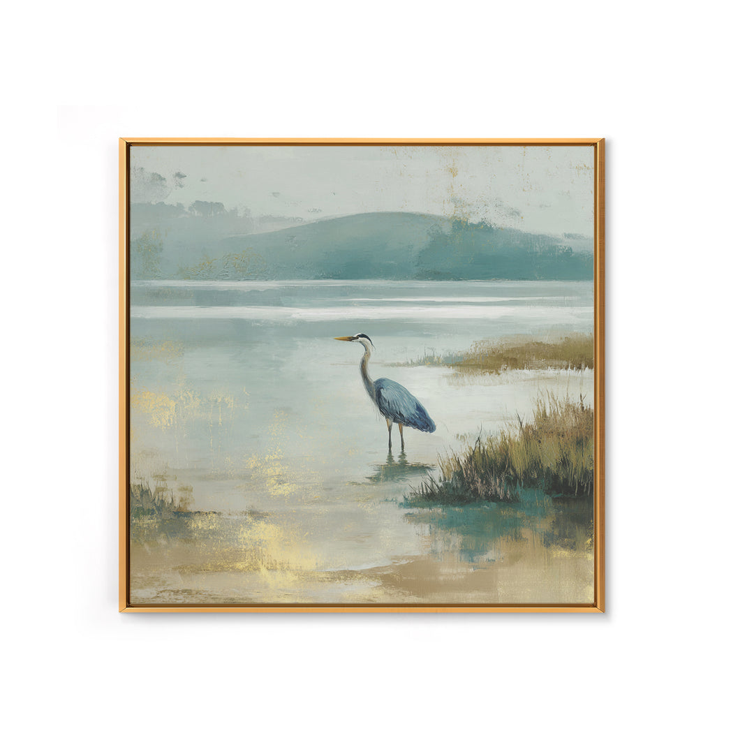 Blue Heron Standing Framed Canvas Print, Medical Office Art, Nurse Wall Art, Office Decor, Fine Art, Calm, Room Decor, MOA-1x1-38