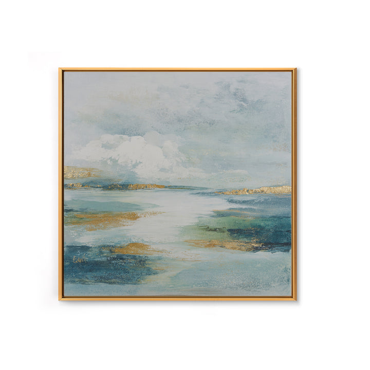 Coastal Shells and Water Study Framed Canvas Print, Medical Office Art, Dental Office Decor, Office Decor, Fine Art, Calm, MOA-1x1-44