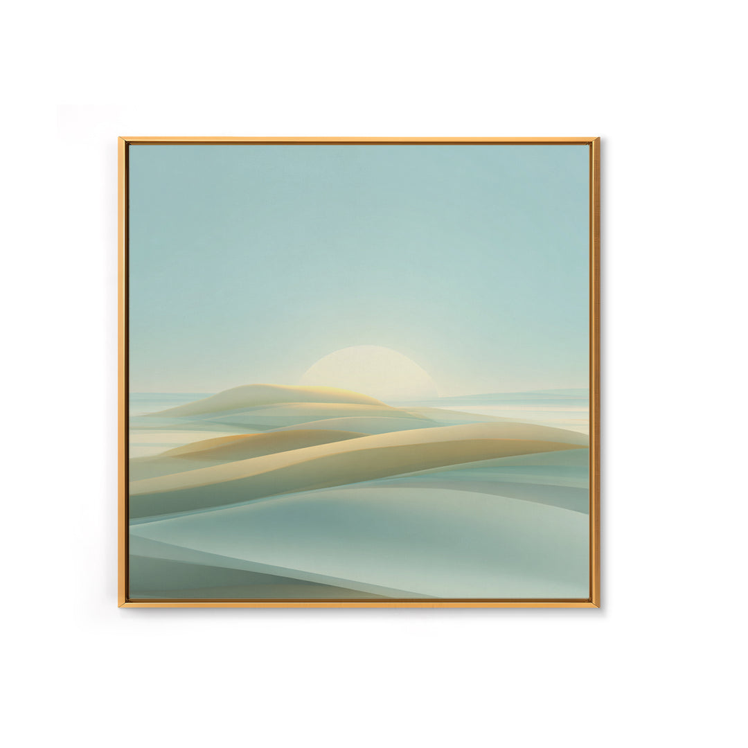 Minimal Sunrise over Rounded Hills Framed Canvas Print, Medical Office Art, Medical Office Decor, Office Decor, Fine Art, Calm, MOA-1x1-47