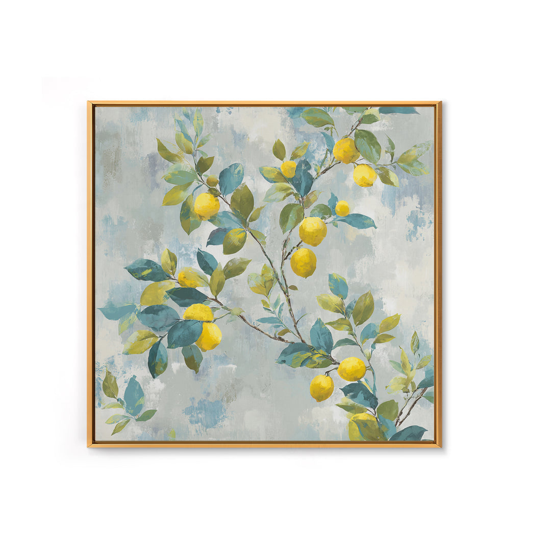Fresh Citrus and Leaves for Bright Optimism Framed Canvas Print, Medical Office Art, Wall Decor, Office Decor, Fine Art, Calm, MOA-1x1-48