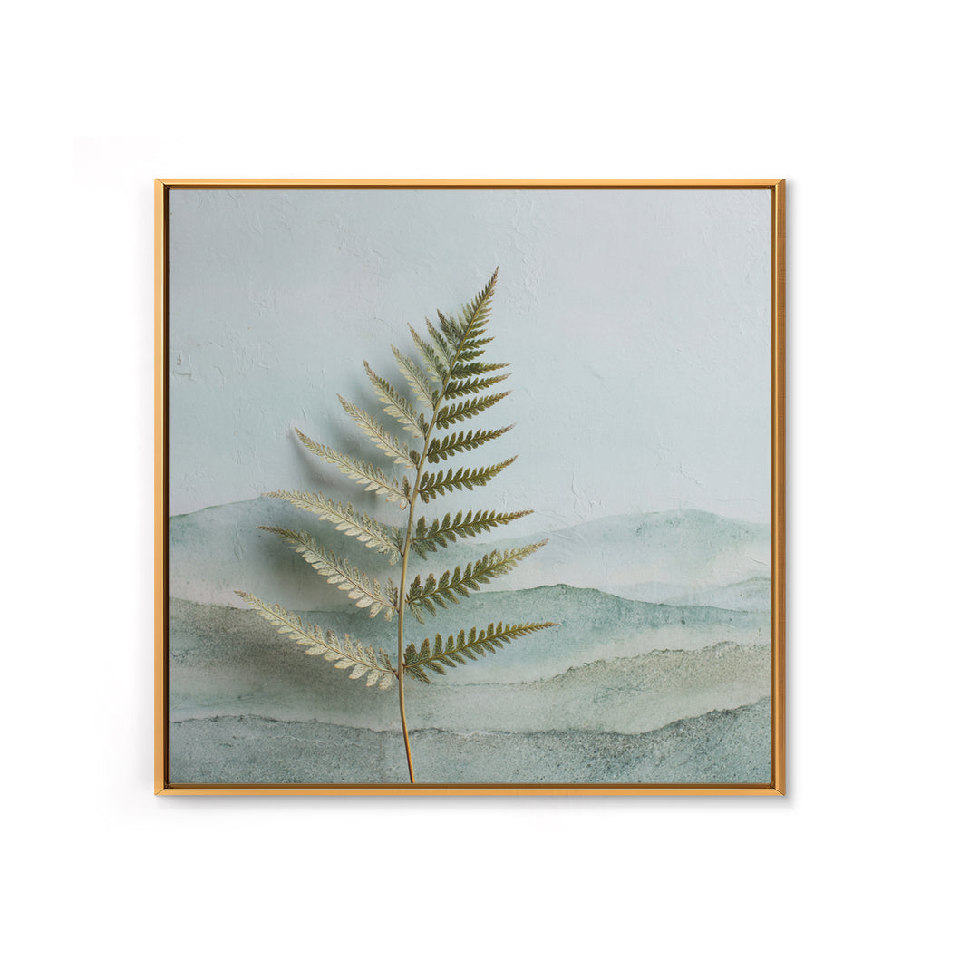 Minimal Green Fern Specimen Framed Canvas Print, Medical Office Art, Teal Wall Art, Office Decor, Fine Art, Calm, Anatomy Art, MOA-1x1-56