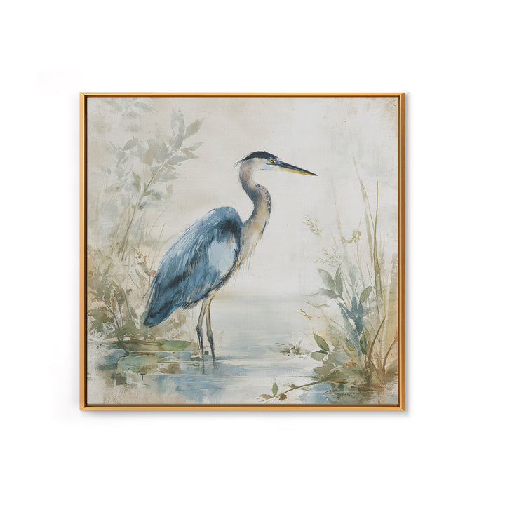 Blue Heron Standing Framed Canvas Print, Medical Office Art, Nurse Wall Art, Office Decor, Fine Art, Calm, Room Decor, MOA-1x1-62