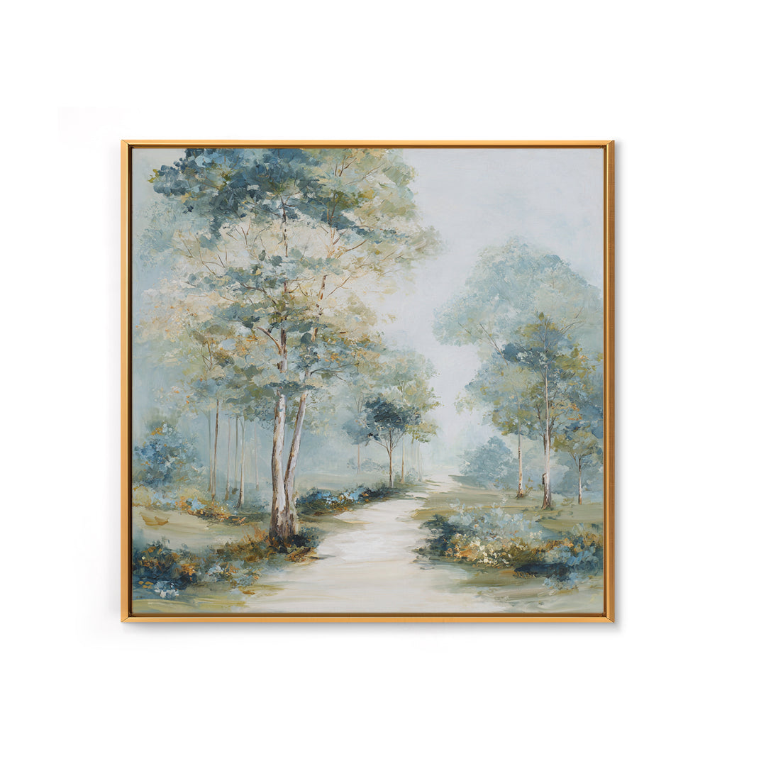 Gentle Forest Path Framed Canvas Print, Medical Office Art, Gallery Decor, Office Decor, Oil Painting, Calm, Contemporary Art, MOA-1x1-65