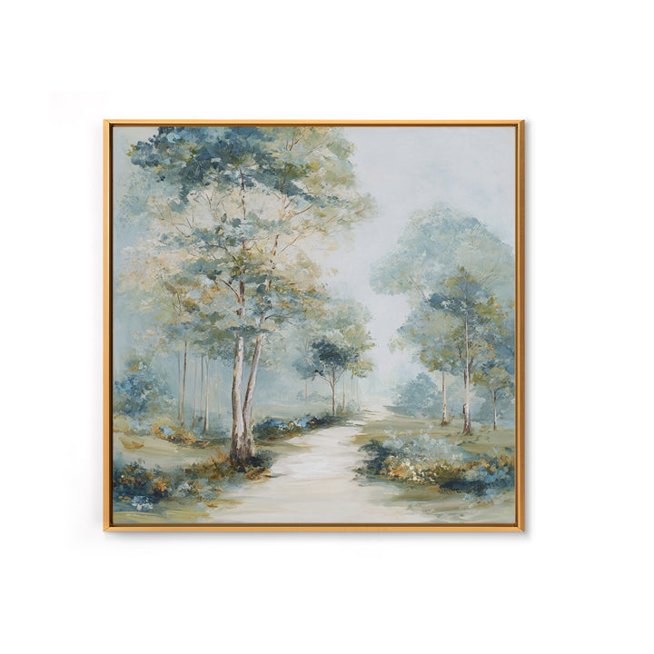 Gentle Forest Path Framed Canvas Print, Medical Office Art, Gallery Decor, Office Decor, Oil Painting, Calm, Contemporary Art, MOA-1x1-65