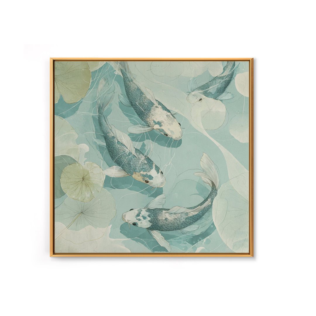 Calm Koi Fish Swimming Through Clear Water Framed Canvas Print, Medical Office Art, Brain Art, Office Decor, Fine Art, Calm, MOA-1x1-70
