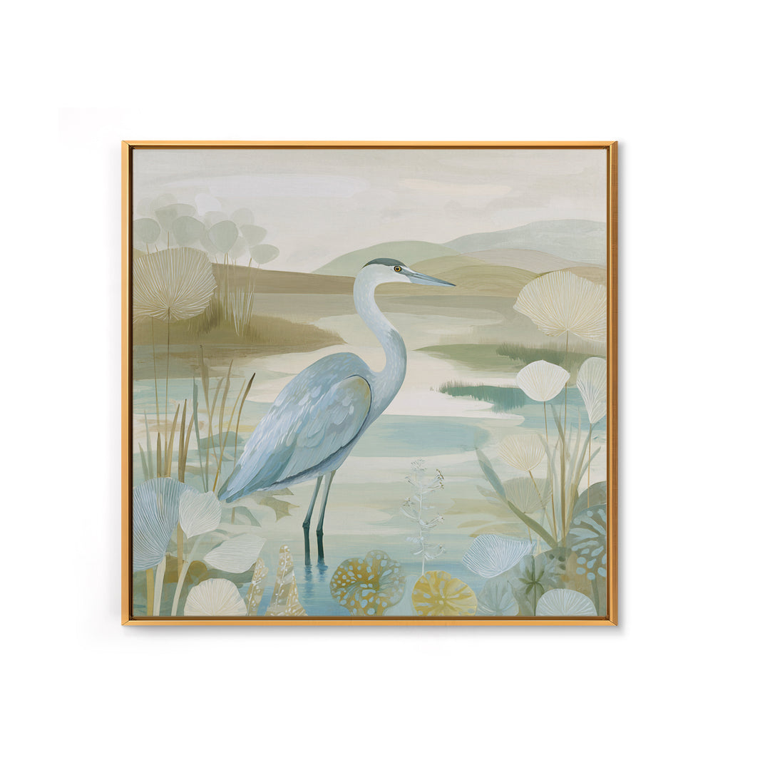 Blue Heron Standing Canvas Print, Medical Office Art, Modern Decor, Office Decor, Fine Art, Calm, Home Decor, Wall Decor, MOA-1x1-86