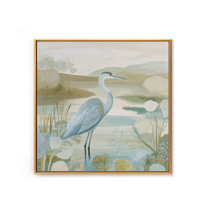 Blue Heron Standing Canvas Print, Medical Office Art, Modern Decor, Office Decor, Fine Art, Calm, Home Decor, Wall Decor, MOA-1x1-86